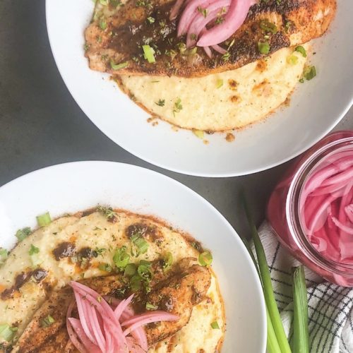 Cajun Catfish and Cheesy Grits Seasoned to Taste