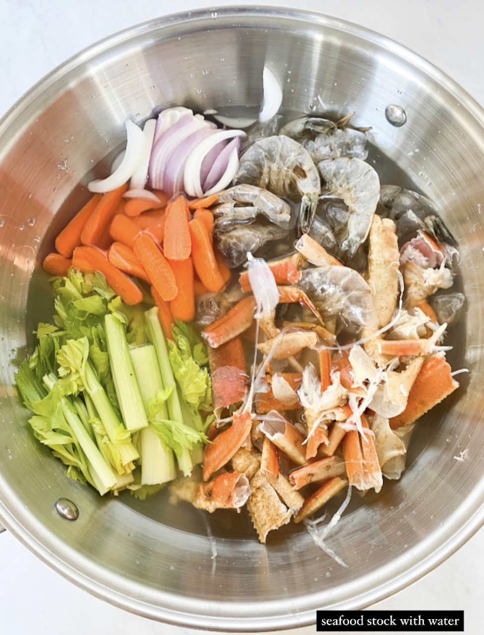 Seafood stock with water