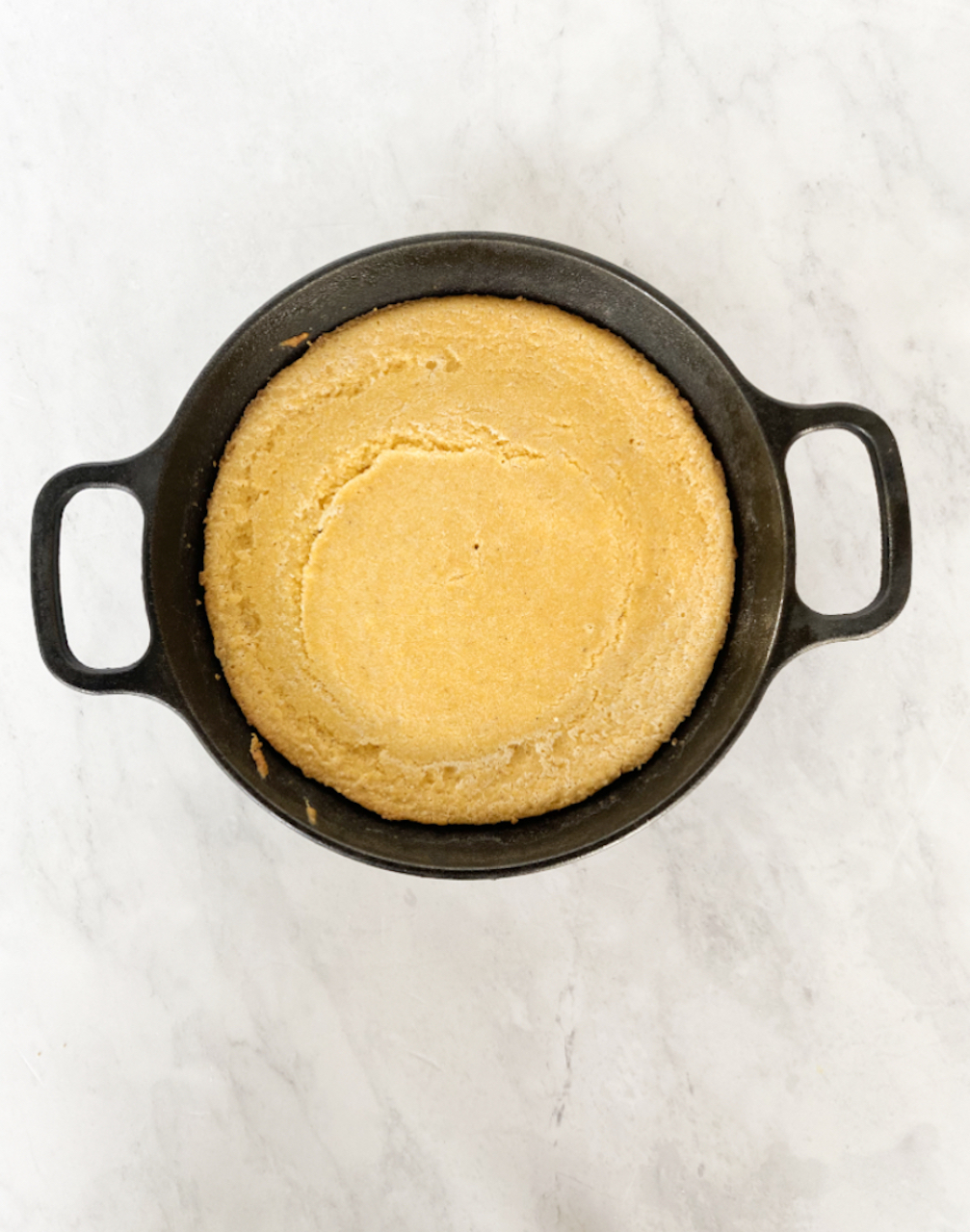 a skillet full of cornbread