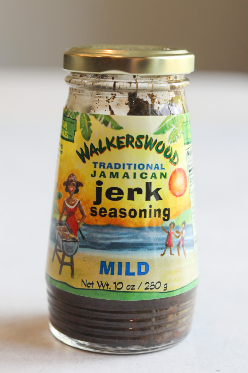 Walkers Wood Jerk Seasoning in a 10 oz jar with company logo.