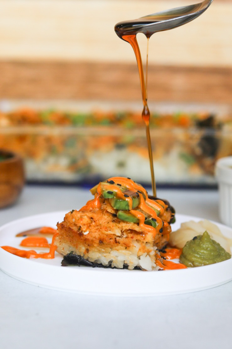 The Best Sushi Bake with Spicy Crab - Seasoned to Taste
