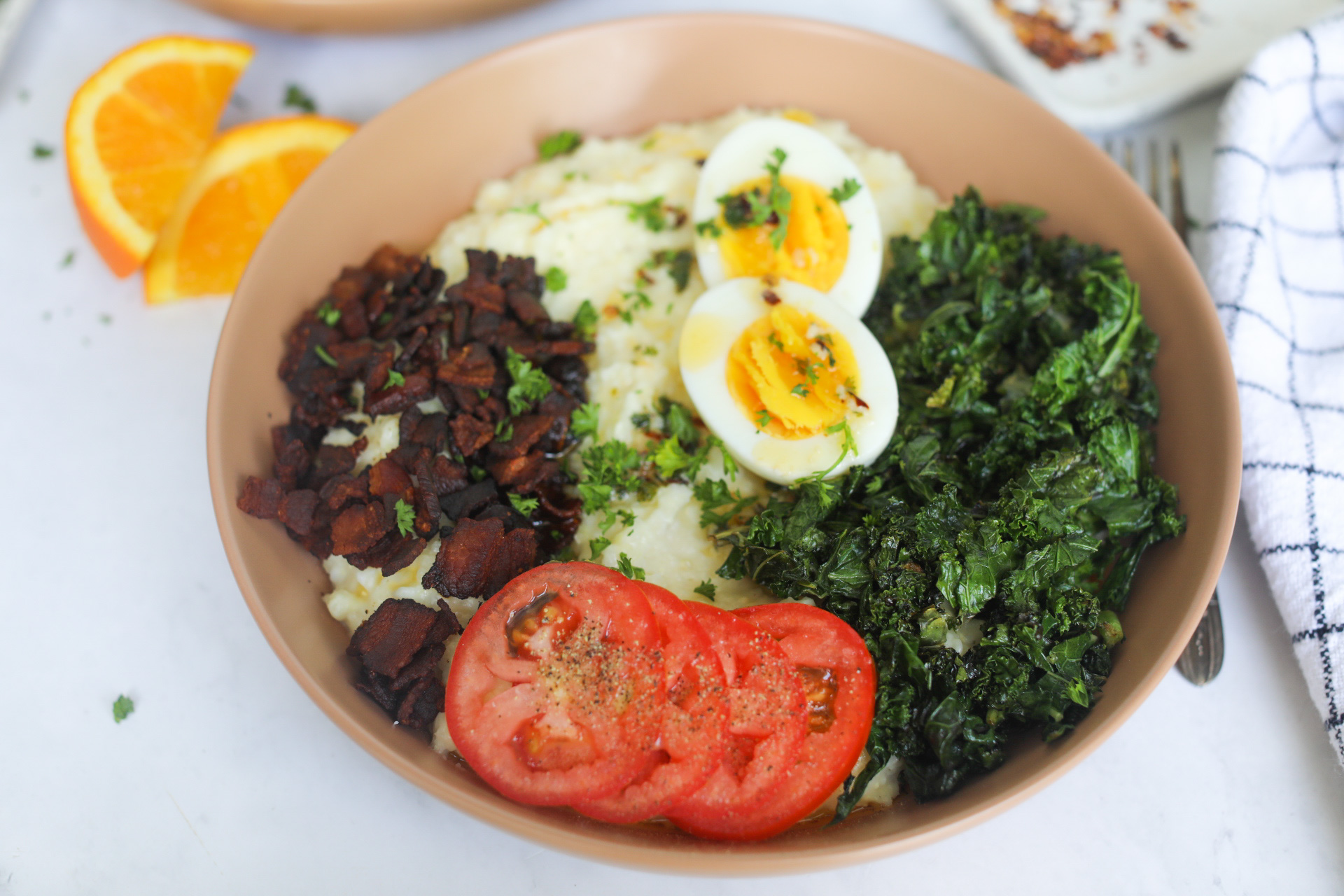 Southern Grits and Greens Breakfast Bowl Seasoned to Taste