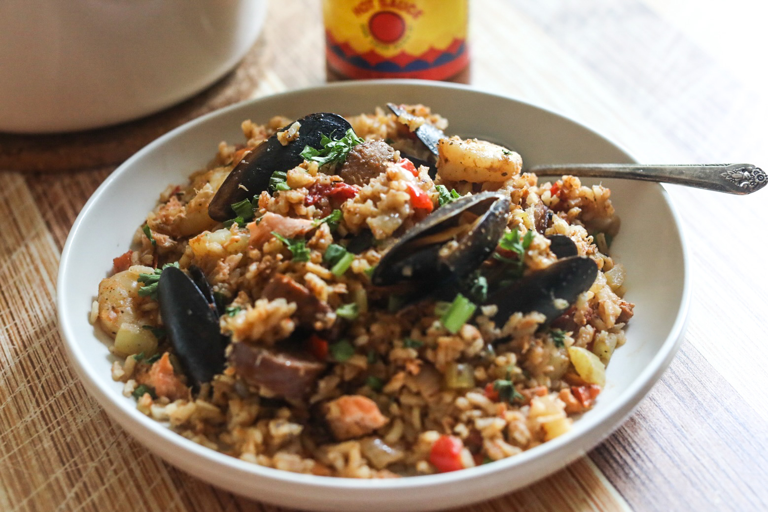 creole seafood jambalaya a bowl of jambalaya
