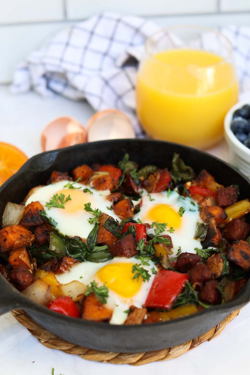 Final recipe image of sweet potato breakfast hash.