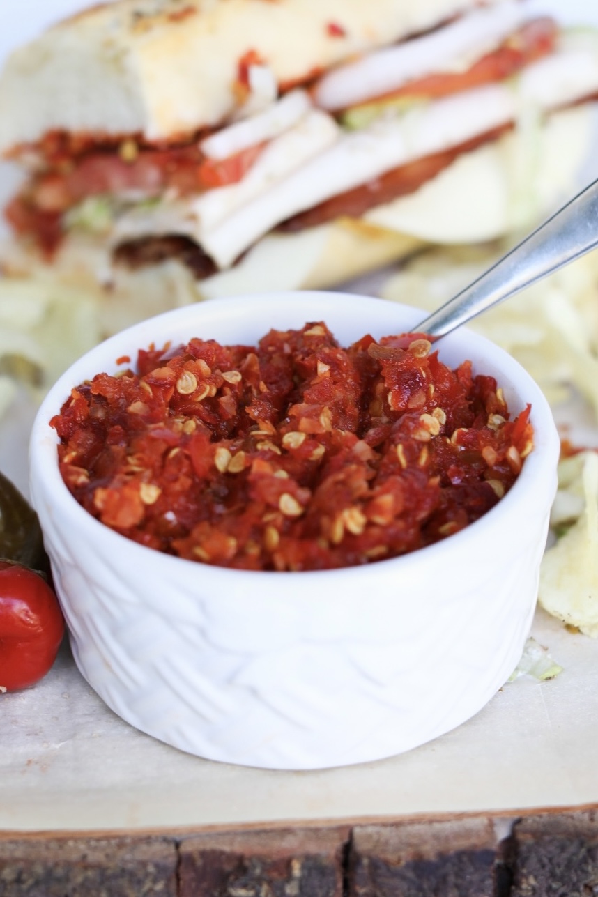 Cherry pepper relish recipe saucer full of cherry pepper relish