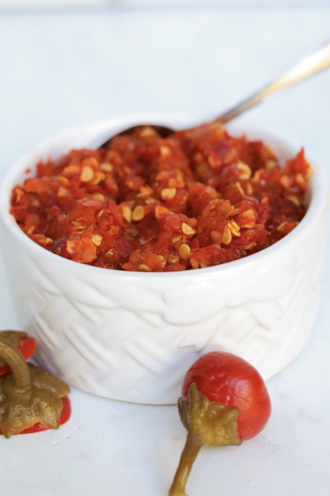 best cherry pepper relish saucer full of cherry pepper relish