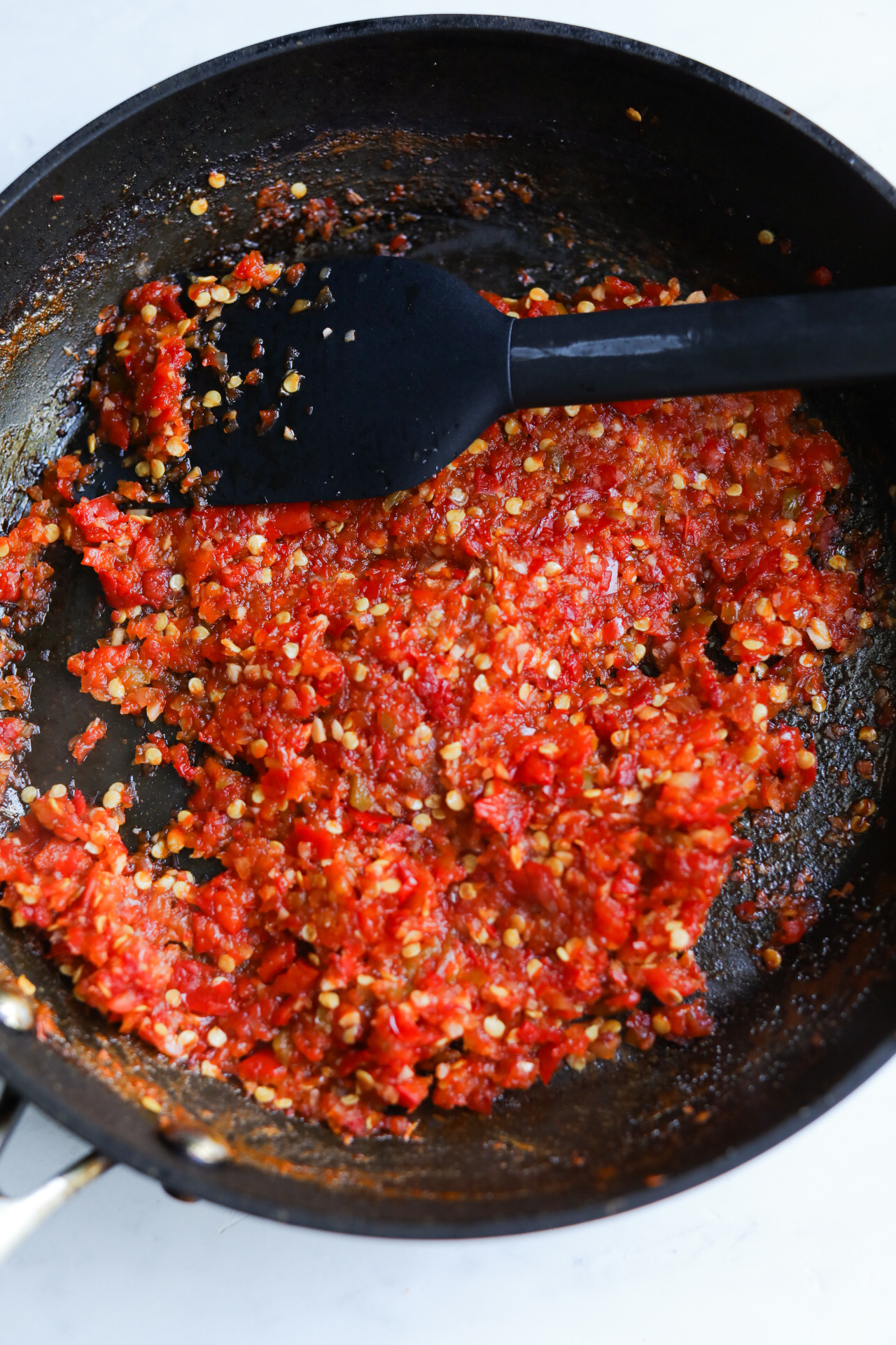cherry pepper relish in skillet