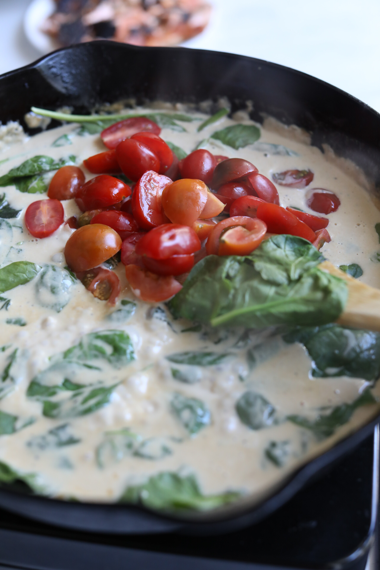 salmon pasta tomato tomatoes added to cream sauce