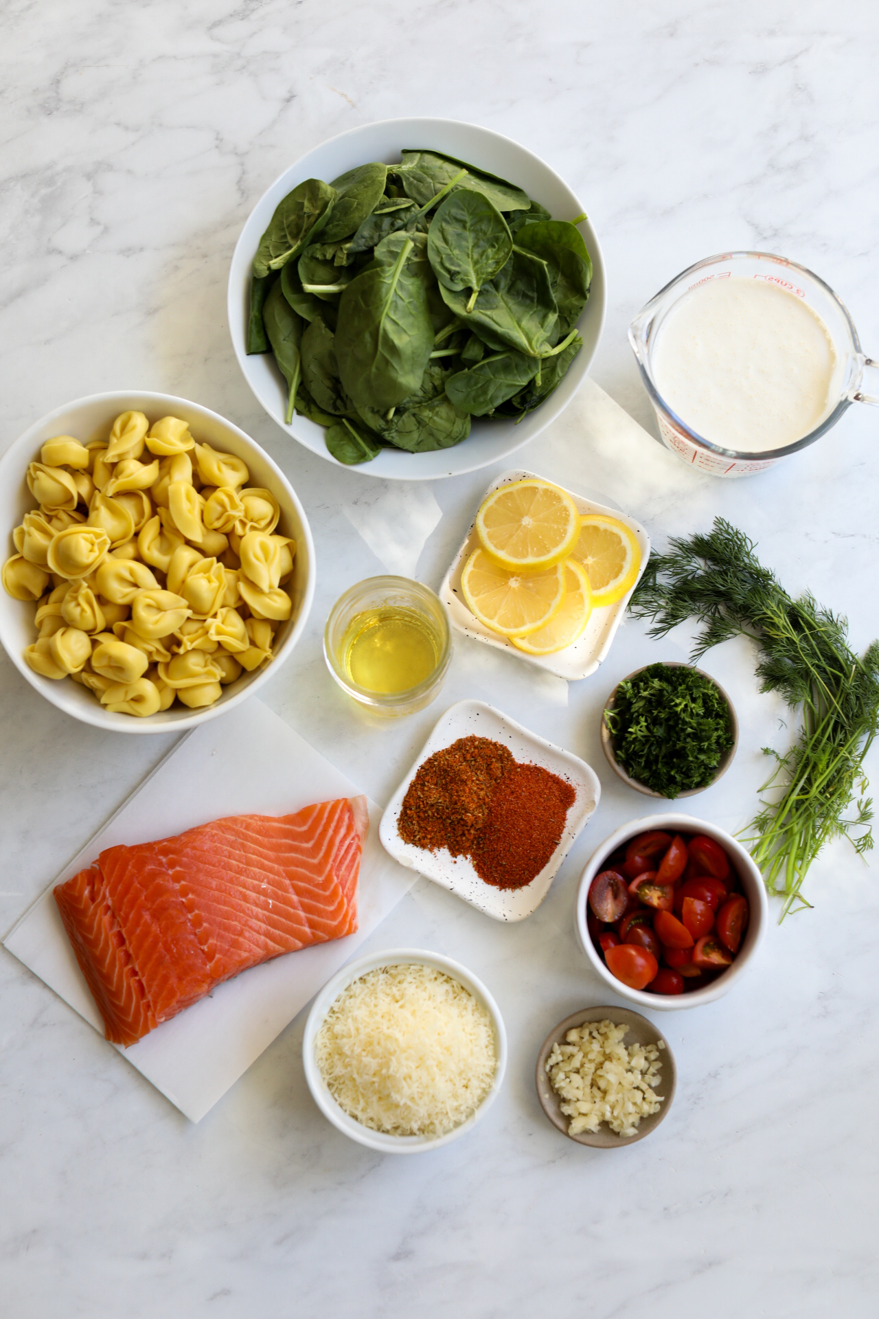 Pasta with salmon ingredients for salmon pasta