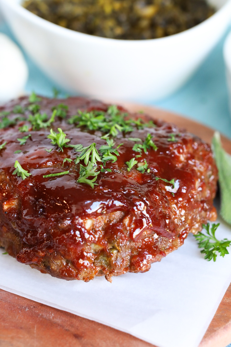 Final recipe of meatloaf baked without being sliced.