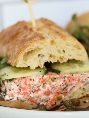 Featured recipe image of chopped smoked salmon sandwich.