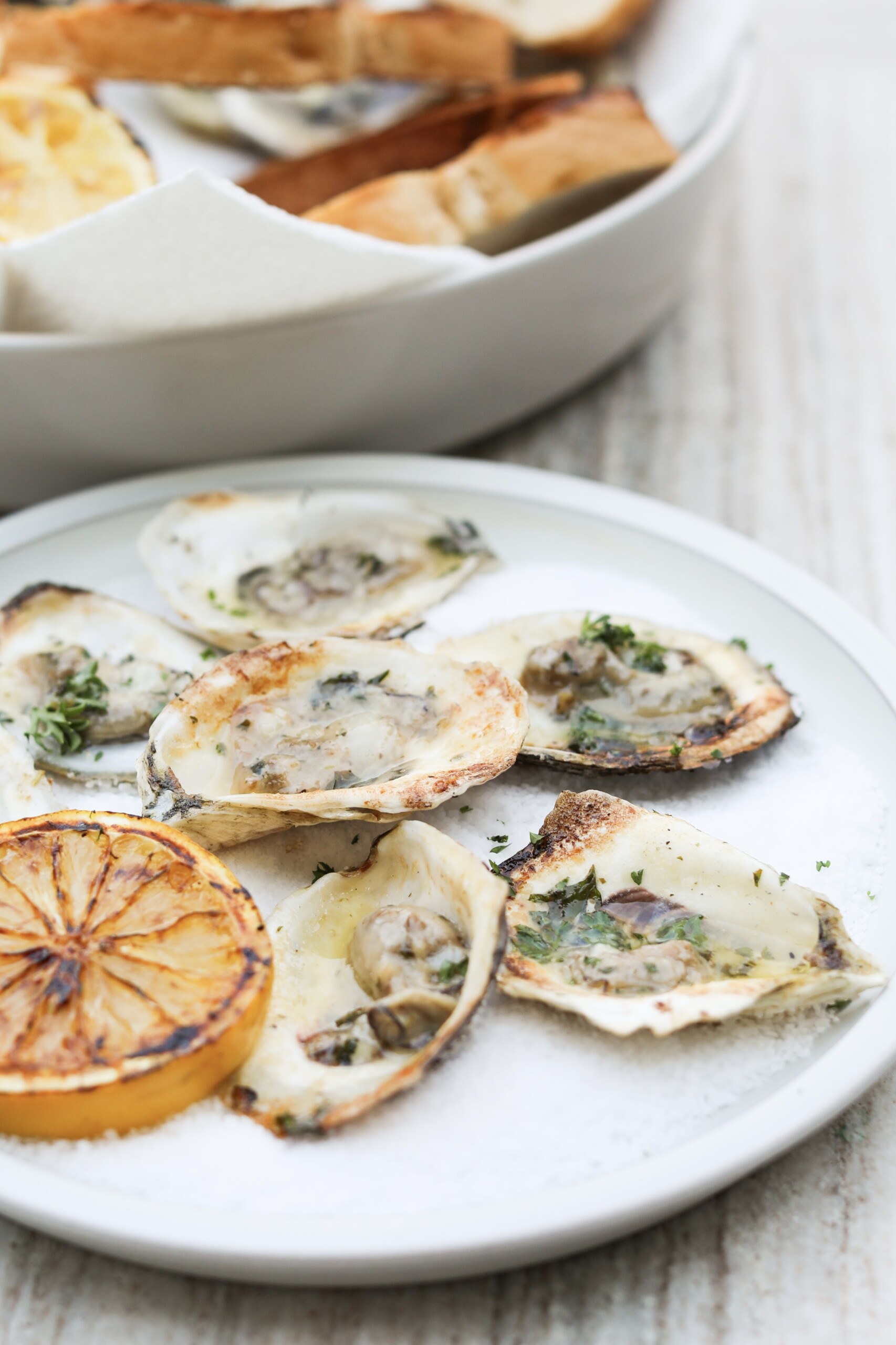 plated char grilled oysters