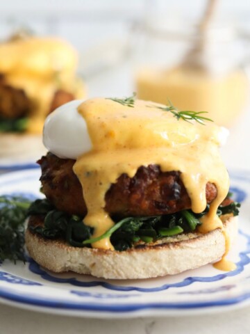 Final image of Crab Cake Benedict.